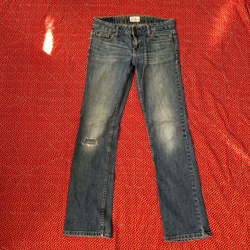 2000s Aeropostale Chelsea Bootcut Jeans Blue Distressed Low Rise Size 3/4